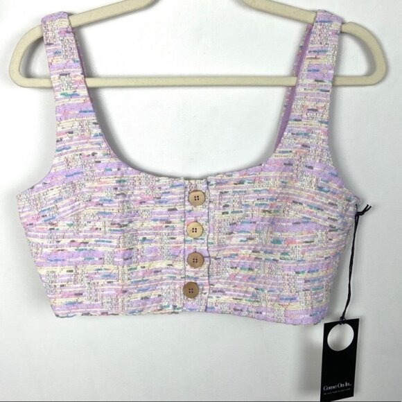 NWT Privacy Please Celia Crop Top Button Down Lavender Size‎ Medium Revolve Boho - Picture 4 of 11